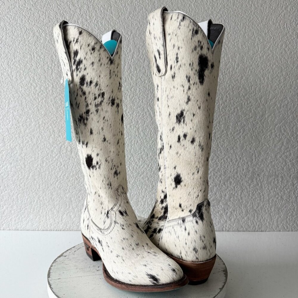 Lane Boots Womens Cowhide Cowboy Boots Tall Black Western Cow Skin Size 7.5 NEW - Picture 13 of 13